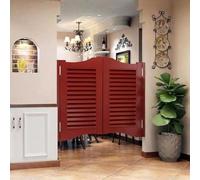 Porte a battente per bar, Doppia Porte a Lamelle in Legno, con cerniere | Porta in legno massello per caffè, 60-150cm Sportello a Persiana per ingresso, Chiusura Automatica(Rosso,W72 x H90cm)