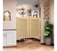 Porte a battente per bar, Doppia Porte a Lamelle in Legno, con cerniere | Porta in legno massello per caffè, 60-150cm Sportello a Persiana per ingresso, Chiusura Automatica(Naturali,W140 x H100cm)
