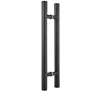 porte a mano, tetto a mano, Maniglie for porte Maniglia for porta in vetro nero in acciaio inossidabile/Tipo di tubo metallico vintage Maniglia for porta scorrevole commerciale Maniglie con barra a T