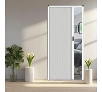 Porte a soffietto for porte, porta doccia retrattile con maniglia e tessuto cellulare, porta pieghevole divisoria for camera da letto/bagno/cucina/ufficio/camper(White,W44in/111cm-h78in/200cm)