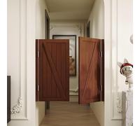 Porte basculanti in legno massello personalizzabili con cerniere in acciaio inossidabile - Elegante dispositivo a doppia anta for cucina(Brown,85x90cm)