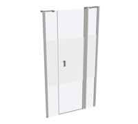 Porte battante design pure à 4 angles avec segment fixe et partie secondaire en niche, largeur:100cm hauteur:190cm, fixation gauche & droite, 8P7301087375, 8P7301087375, Cabine doccia: Profilo colore