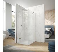 Porte battante Design pure à 4 angles avec segments fixes et ferrure, Largeur:75cm Hauteur:197cm, fixation à gauche, 8P9001087373, 8P9001087373, Cabine doccia: Profilo colore argento vetro opaco ESG P