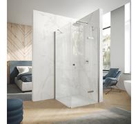 Porte battante Design pure à 4 angles avec segments fixes et ferrure, Largeur:80cm Hauteur:197cm, fixation à droite, 8P9102092321, 8P9102092321, Cabine doccia: Profilo colore cromo vetro lucido ESG tr