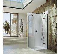 Porte battante Hahn SolvaPro avec cadre partiel, 4 coins, avec segment fixe, fixation à droite, largeur : 800mm, 7T040155D316, 7T040155D316, Cabine doccia: Colore profilo bronzo Vetro ESG Sand Plus co