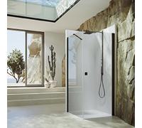 Porte battante Hahn SolvaPro avec cadre partiel, 4 coins, fixation à droite, largeur : 800mm, 7T020155G315, 7T020155G315, Cabine doccia: Profilfarbe in acciaio inox Glas ESG Sand Plus