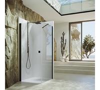Porte battante Hahn SolvaPro avec cadre partiel, 4 coins, fixation à gauche, largeur : 800mm, 7T0101092316, 7T0101092316, Cabine doccia: Colore del profilo argento lucido Vetro ESG Sand Plus con ANTI-