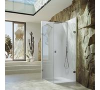 Porte battante SolvaPro sans cadre, avec paroi latérale, fixation à droite, largeur de la porte 500-900mm, hauteur 2001-2200mm, largeur de la paroi latérale 200-1200mm, sur mesure, 7R2681182315, 7R268