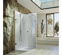 Porte battante SolvaPro sans cadre, avec paroi latérale, fixation à gauche, largeur de la porte 500-900mm, hauteur 2001-2200mm, largeur de la paroi latérale 1201-1800mm, sur mesure, 7R258355G373, 7R25
