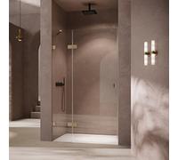 Porte battante SolvaPro sans cadre, avec segment fixe, 4 coins, fixation à gauche, largeur 1201-1500mm, hauteur 2001-2200mm, sur mesure, 7R048355G315, 7R048355G315, Cabine doccia: Profilfarbe in accia