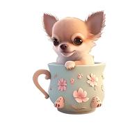 Porte-clés Chien Mignon - Charming Porte Clés e Acrylique 2D avec Chiot Tasse de Thé - Accessorio de Sac pour enfant et Adultes - Décoration Rétroviseur Voiture - Regalo