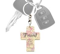 Porte-Clés Chrétien - Porte-Clés en Bois avec Verset Biblique Jésus | Charme Religieux pour Sac, Portefeuille, Valise, Voiture, École, Église | Cadeau Prière Anniversaire Diplômé Pâques