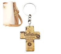 Porte-Clés Chrétien - Porte-Clés en Bois avec Verset Biblique Jésus | Charme Religieux pour Sac, Portefeuille, Valise, Voiture, École, Église | Cadeau Prière Anniversaire Diplômé Pâques