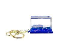Porte-Clés Sable Mouvant Liquide - Bateau Acrylique | Accessoire Relaxant Flottant | Portes-Cleés pour Adultes, Femmes, Idéal Sac à Dos, à Main, Cadeau Amusant et Déco Quotidienne