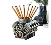 Porte-Crayon pour Bureau | Organisateur Stylé en Forme de Moteur V8 | Support de Stylos et Cartes de Visite - Cadeau pour Amis, Garçons, Famille et Collègues de Travail