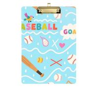 Porte da baseball con motivo a onde blu, formato A4, portablocco in vetro carino per donne, tavola rigida per classe di quinta elementare, essenziale per insegnanti, dimensioni 9 x 12