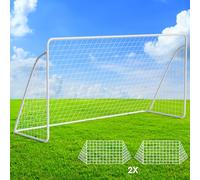 Porte da calcio, 365 x 182 cm / 240 x 150 cm, grande porta da calcio per bambini e adulti, con 2 rete per cortile, giardino, le spiagge, le scuole (Con 2 reti da calcio, 365 x 182 cm - Set di 1)