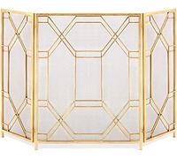 Porte del camino, moderno schermo a 3 pannelli a 3 pannelli pieghevole, guardia di fuoco alta 33 pollici per cucina camino esterno, accessori per piano cottura (colore: oro) (nero) piccolo regalo