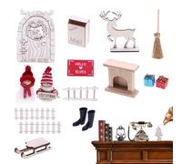 Porte delle fate in miniatura di Natale, decorazioni natalizie per la casa delle bambole | per il giardino delle fate in legno Decorazioni natalizie in miniatura,per porte fatate Piccola porta nataliz