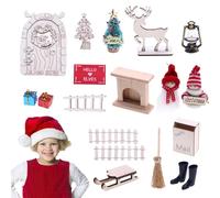 Porte delle fate in miniatura di Natale, decorazioni natalizie per la casa delle bambole | Piccoli per il giardino delle fate Decorazioni natalizie in miniatura | per porte fatate Piccola porta natali
