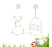 Porte di Pasqua, finestre pasquali illuminate - Festival Home Illuminazione per interni - Bunny Egg Lights Up Easter Sucker Decorazione a LED per la porta della finestra del cortile interno ed esterno