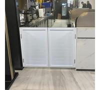 Porte extra larghe in legno massello, 110 x 89,9 cm, doppie porte decorative per ristorante e bar, ingresso con cerniera bianca, design durevole ed elegante