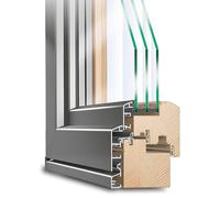Porte finestre, legno-alluminio, IDEALU Classicline IV 78, pino, grigio antracite RAL 7016, Bianco RAL 9016, 635 x 1760 mm, 1 anta fissa, configura individualmente