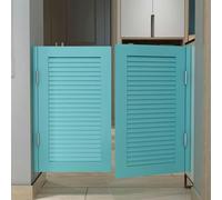 Porte in legno massello con feritoie, divisorio per interni per la privacy, per balcone/bagno, chiusura automatica, design a cerniera, dimensioni: larghezza 39,4 x altezza 35,4 (100 cm x 90 cm)