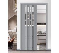 Porte interne a soffietto Porta A Soffietto Interna, Porta A Soffietto In PVC E Acrilico, Porta Scorrevole Pieghevole Per Bagno/cucina/soggiorno/camera Da Letto(Grey,48x80in(121x203cm))