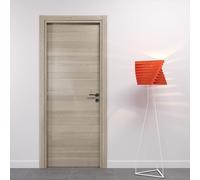 Porte Italiane, Porta Interna a Battente in Laminato High Density, Telaio in Legno e Coprifili Waterproof, con Serratura e Maniglia Hoppe Silver, 80x210 cm con Apertura SX, Colore Rovere Orizzontale