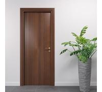 Porte Italiane, Porta Interna a Battente in Laminato High Density, Telaio in Legno e Coprifili Waterproof, con Serratura e Maniglia Hoppe Silver, 60x210 cm con Apertura SX, Colore Noce Nazionale