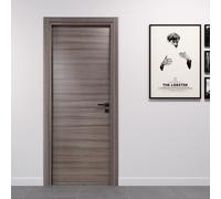 Porte Italiane, Porta Interna a Battente in Laminato High Density, Telaio in Legno e Coprifili Waterproof, con Serratura e Maniglia Hoppe Silver, 80x210 cm con Apertura SX, Colore Palissandro Tortora