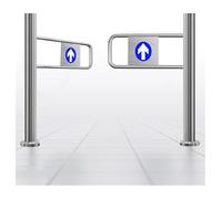 porte oscillanti di sicurezza caricate a molla, Cancello pedonale automatico a battente unidirezionale a 90° in acciaio inox argento, larghezza 100-200 cm(W 120cm (47 1/4"))
