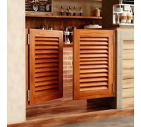 Porte Oscillanti in Legno Massello, apertura 180° Porte a Battente, Chiusura automatica Porta basculante con Cernier, per scale da cucina Negozio Bar(Marrone,88 * 90cm)
