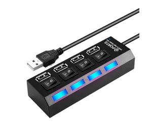 Porte Per Adattatore USB -A Sottile - Multiport Splitter Estendere USB Hub | Porte Di Ricarica Intelligenti Splitter Dati | Hub USB Anti-Slip Compatto Con Pulsante Indipendente Per Lo Stato