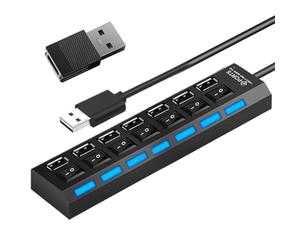 Porte Per Adattatore USB -A Sottile - Multiport Splitter Estendere USB Hub | Porte Di Ricarica Intelligenti Splitter Dati | Hub USB Anti-Slip Compatto Con Pulsante Indipendente Per Lo Stato