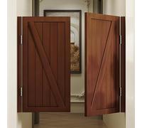 Porte per saloon in legno massello, doppia battente a 180°, con cerniere in metallo, chiusura automatica, porta basculante personalizzabile per interni (marrone, 111,8 x 91,4 cm)