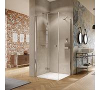Porte pliante battante HÜPPE Solva, cadre partiel, fixation à gauche, largeur 1000mm, hauteur 2000mm, S20505182316, S20505182316, Cabine doccia: Colore del profilo Bianco Edition ESG Sand Plus vetro c