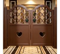 Porte Saloon a Doppio Battente con Griglia Decorativa e Cuore | Divisorio Elegante e Aperto per Casa, Giardino, Patio e Ingresso(brown,70-80cm)