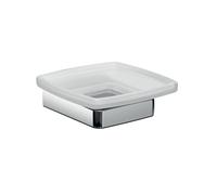 Emco Trend 023000100 - Portasapone in Vetro Satinato, con Supporto Cromato, per saponi a Mano e Sapone Nucleare, Larghezza 120 mm, Vetro Normale