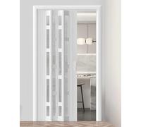 Porte scorrevoli a soffietto in PVC bianco per interni, per armadi, cucine, corridoi e doccia, 111,5 x 203 cm