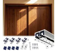 Porte scorrevoli Kit Binario Per Porta Scorrevole A Due Pannelli, Ferramenta Scorrevole Resistente Con Rulli, Binario Invisibile In Metallo Per La Casa(Silver,2600mm/102 inch)