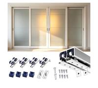 Porte scorrevoli Kit Di Ferramenta Per Ante Scorrevoli A Scomparsa, Set Di Rulli Di Scorrimento A Scomparsa Per Ante Doppie Di Armadi E Cucine.(Silver,175cm/69 inch)