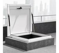 Portello di accesso per tetto in acciaio verniciato a polvere, 70 x 50 cm, accesso per soffitta e cantina, con ammortizzatore a gas e maniglia, finitura bianca resistente per un facile accesso al