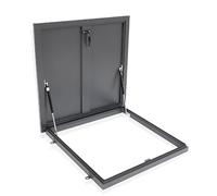 Portello per tetto zincato resistente con puntone a gas, copertura di accesso per lucernario per soffitte, magazzini e cantine, resistente porta di sicurezza grigia, 66 x 71 cm