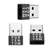 PORTENTUM 3X Adattatore USB C USB A - USB C Femmina a USB Maschio, Velocità 2.0, 480 MB, corpo premium in zinco ad alta resistenza al calore - adattatore USB a Tipo C di soli 4 grammi