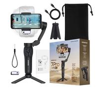 PORTENTUM 7 Pro Gimbal stabilizzatore smartphone con modulo IA di tracciamento indipendente - 3 assi pieghevole - treppiede - app opzionale - compatibile iPhone e Android - vlog YouTube TikTok