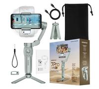 PORTENTUM 7 Pro Gimbal stabilizzatore smartphone con modulo IA di tracciamento indipendente - 3 assi pieghevole - Treppiede - App opzionale - Compatibile iPhone e Android - Vlog YouTube TikTok