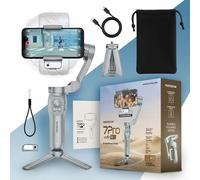 PORTENTUM 7 Pro Gimbal stabilizzatore smartphone con modulo IA di tracciamento indipendente - 3 assi pieghevole - Treppiede - App opzionale - Compatibile iPhone e Android - Vlog YouTube TikTok