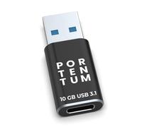 PORTENTUM Adattatore USB-C a USB-A 3.0 (3.1) OTG, 10 Gb Velocità, Zinco, Nero, 8 grammi
